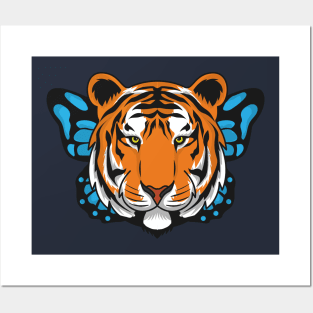 Beautiful tiger and Butterfly Posters and Art